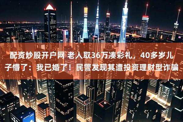 配资炒股开户网 老人取36万凑彩礼，40多岁儿子懵了：我已婚了！民警发现其遭投资理财型诈骗