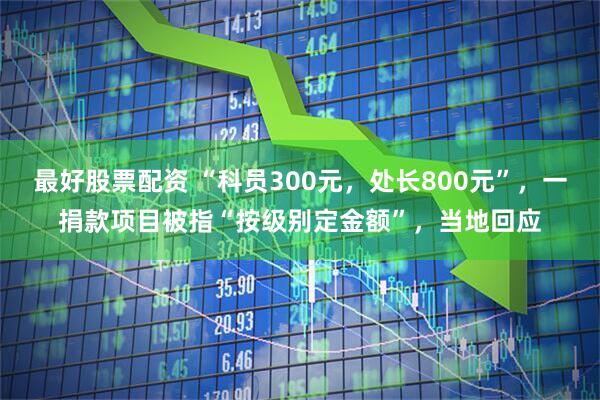 最好股票配资 “科员300元，处长800元”，一捐款项目被指“按级别定金额”，当地回应